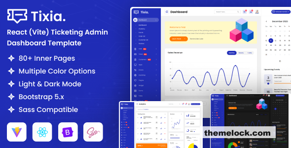 Tixia 1.0 - React (Vite) Ticketing Admin Dashboard Template