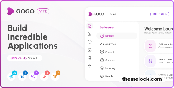 Gogo v7.4.0 - Vite React Admin Dashboard (React 19)