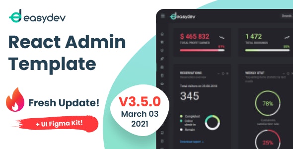 EasyDev v3.5.0 - React Redux BS4 Admin & Dashboard Template + Figma
