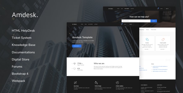 Amdesk v1.0.1 - HelpDesk and Knowledge Base HTML template