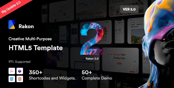 Rakon v2.0 - Creative Multi-Purpose Landing Page HTML5 Template (RTL Supported)