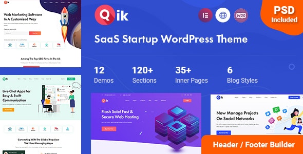 Qik v1.0.0 - SaaS Startup WordPress Theme