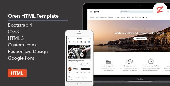 Oren v1.0 - A Video Sharing HTML Template