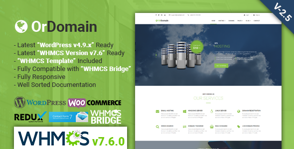 OrDomain v2.5 - Responsive WHMCS Hosting WordPress Theme