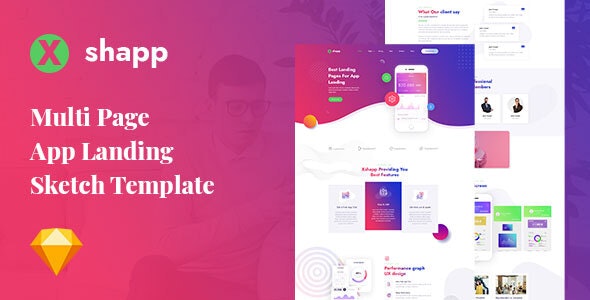 Xshapp v1.0 - Multipage App Landing Sketch Template