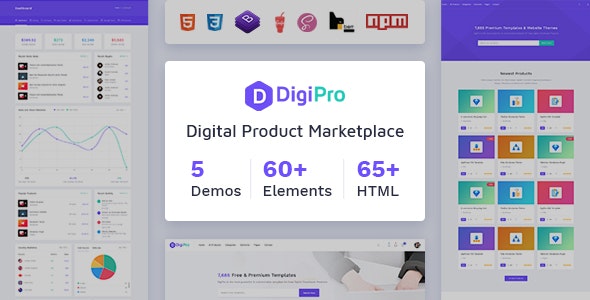 DigiPro v2.2.0 - Digital Marketplace HTML Template with Dashboard