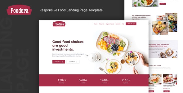 Foodera v1.0 - Responsive Food Landing Page Template