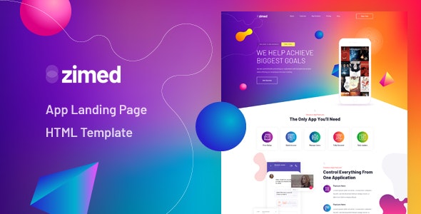 Zimed v1.0 - App Landing Page HTML Template
