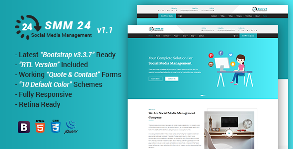 Download SMM24 v1.1 – Multipurpose Social Media Management and Marketing HTML Template | Free Nulled Scripts