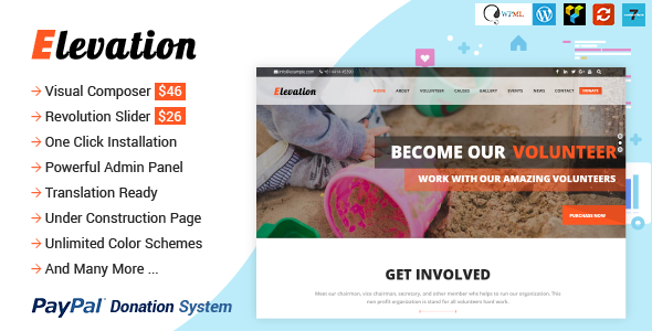 ELEVATION v2.2.5 - Charity/Nonprofit/Fundraising WP Theme