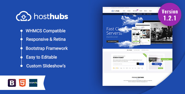 Download HostHubs v1.6 – Responsive WHMCS Web Hosting, Domain, Technology Site Template | Free Nulled Scripts