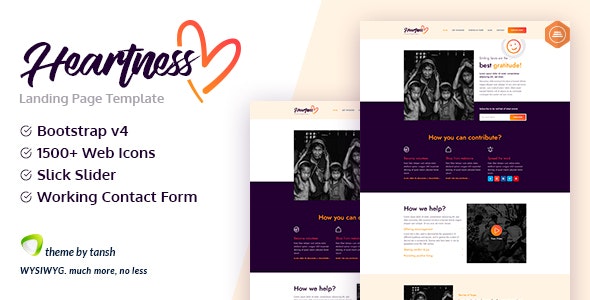 Heartness v1.0 - Fundraising / Donation Landing Page