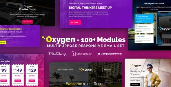 Oxygen - Responsive Email with 100+ Modules + MailChimp Editor + Builder