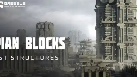 Download Blender Dystopian Blocks – Brutalist Structures Kitbash Free