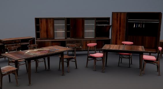 Download SketchFab Soviet Furniture Collection vol1 Dark Model FREE