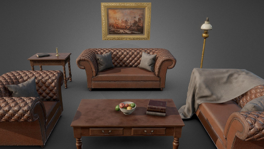 Download SketchFab Victorian Sofa Set Model Crack