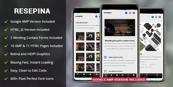 Resepina Mobile v2.0 - Mobile Template & Google AMP