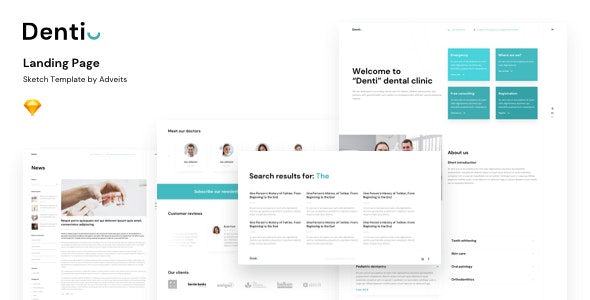 Download Denti v1.0 – Landing page Sketch Template | Free Nulled Scripts