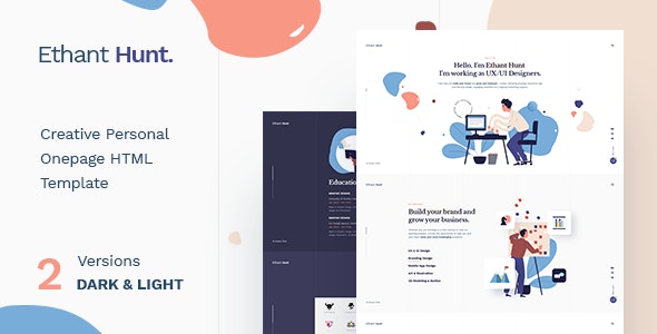 Ethant Hunt v1.0 - Personal Onepage HTML Template