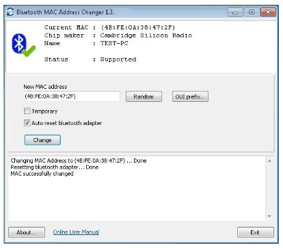 Download Bluetooth MAC Address Changer 1.14.0.203b