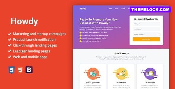 Howdy v1.0.3 - Multipurpose High-Converting Landing Page WordPress Theme