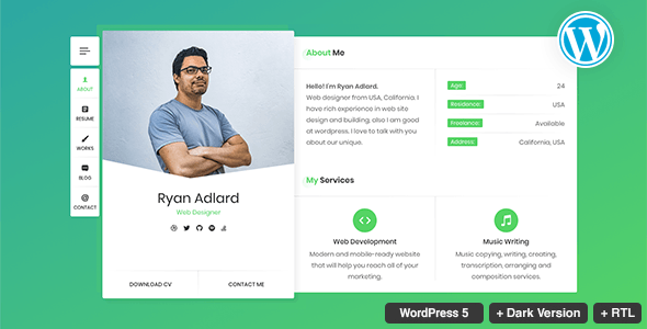 RyanCV v2.0.2 - Resume/CV/vCard Theme