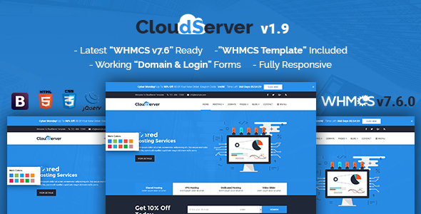 Download CloudServer v1.9 – Responsive HTML5 Technology, Web Hosting and WHMCS Template | Free Nulled Scripts