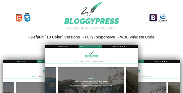 BloggyPress - Responsive Personal Blog HTML5 Template
