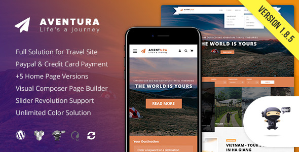 Aventura v1.8.5 - Travel & Tour Booking System Theme