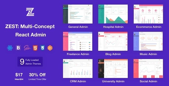 Zest v1.0 - Multi-Concept React Admin Template