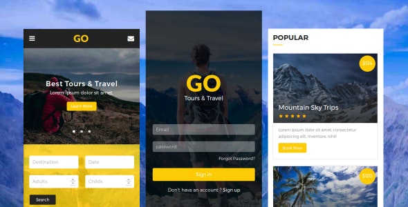 Go v1.0 - Tours & Travel Mobile Template