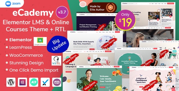 eCademy v3.7 - Elementor LMS & Online Courses Theme