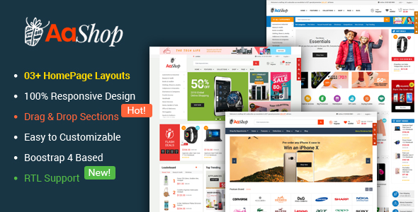 AaShop v1.0.1 - Responsive & Multipurpose Sectioned Bootstrap 4 Shopify Theme