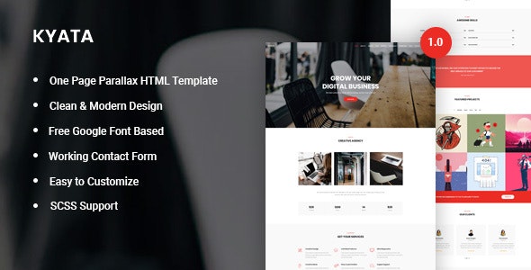 Kyata v1.0 - One Page Parallax HTML5 Template
