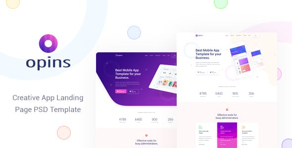 Opins v1.0 - Creative App Landing Page PSD Template