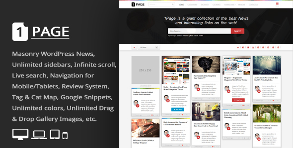 1Page v3.3 - Masonry WordPress News / interesting links