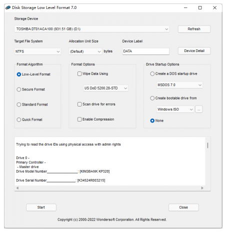 Download Disk Storage Low Level Format Pro v7.0 Portable