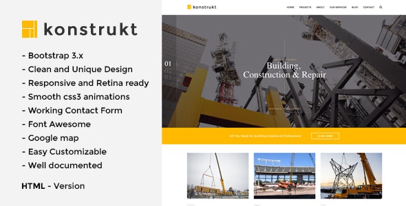 Konstrukt v1.0 - HTML5 Construction & Building Template