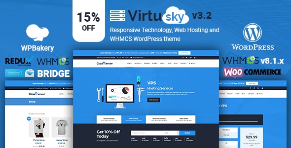 VirtuSky v3.2 - Responsive Web Hosting and WHMCS WordPress Theme