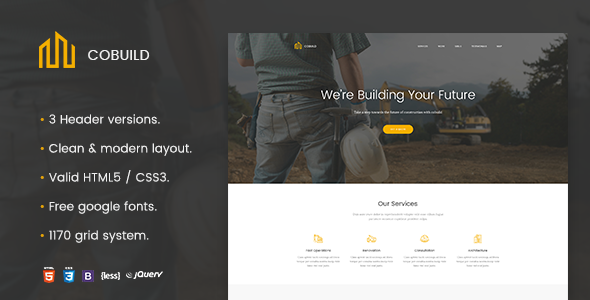 Download Cobuild – Construction Landing Page Html Template | Free Nulled Scripts