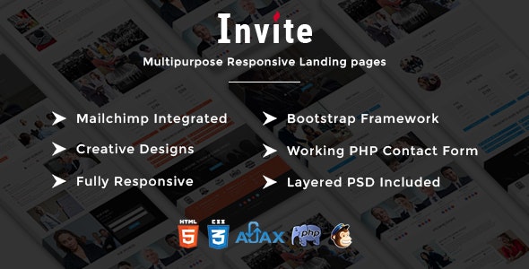 INVITE v1.0 - Multipurpose Responsive HTML Landing Pages