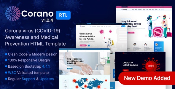 Corano v1.0.4 - (COVID-19) Coronavirus Awareness HTML Template