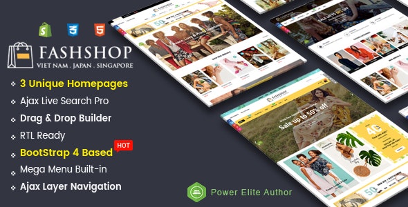 FashShop v1.0 - Multipurpose Sectioned Drag & Drop Bootstrap 4 Shopify Theme