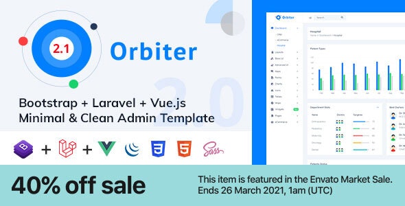 Orbiter v2.1 - Bootstrap + Laravel + Vue Minimal & Clean Admin Template