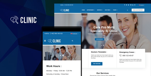Clinic v3.9.6 - Modern Medical & Healthcare Joomla Responsive Template