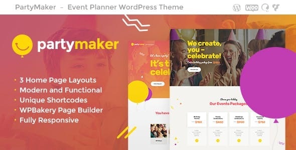 PartyMaker v1.1.4 - Event Planner & Wedding Agency WordPress Theme