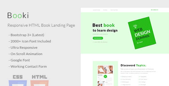Booki v1.0 - Responsive HTML Book Landing Page