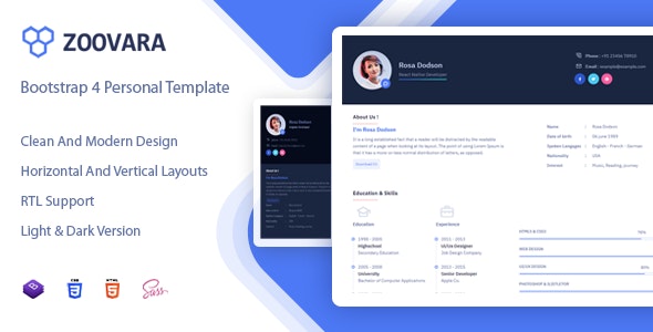 Zoovara 1.0 - Personal Resume / CV Template