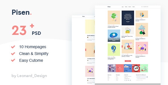 Pisen v1.0 - Minimalist Blog PSD Template