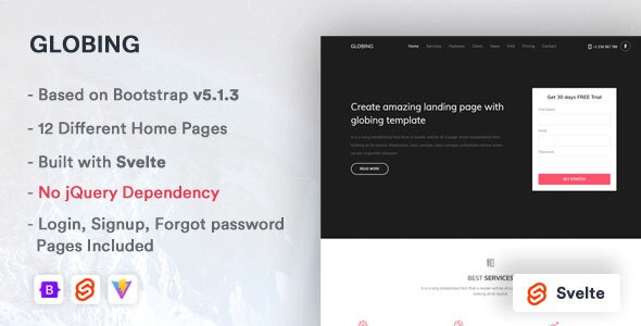 Download Globing v1.0 – Svelte Landing Page Template | Free Nulled Scripts
